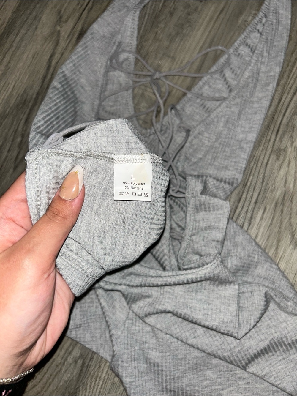 Source Unknown Gray Ribbed Halter Romper - Picture 5 of 5